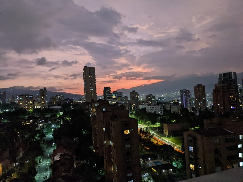 medellin landscape at night in the city