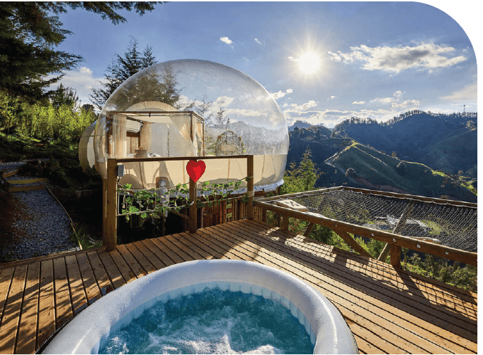 glamping bubble and hot tub