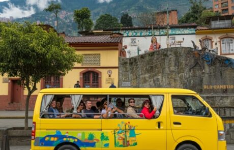 tourists in van in Medellin