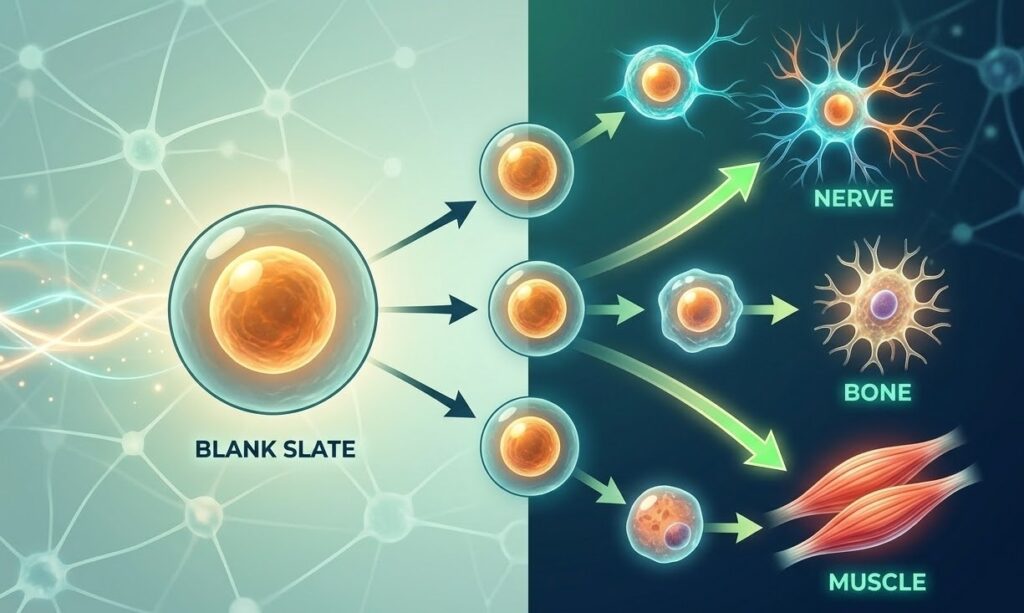 schéma de la thérapie par cellules souches en action